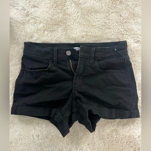 Black shorts, not very stretchy but comfy